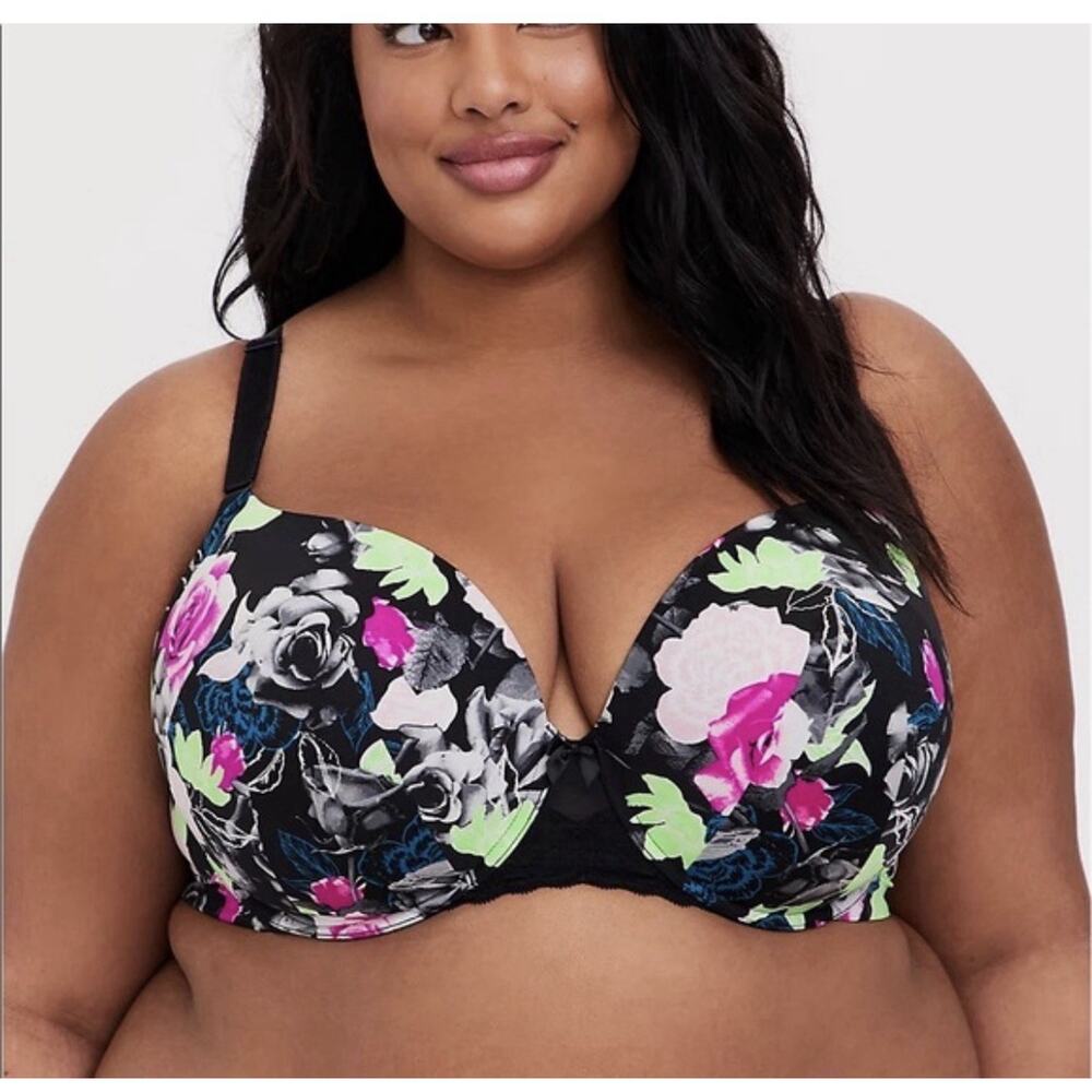 Torrid Padded Perfect Coverage Push Up Bra Size 44D Floral Curve Wired